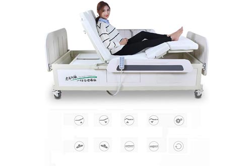  Multi-Function Electric Manual Rotating Hospital Nursing Bed with ABS BedHead, Adjustable Hospital Beds for Home Care Old People Use