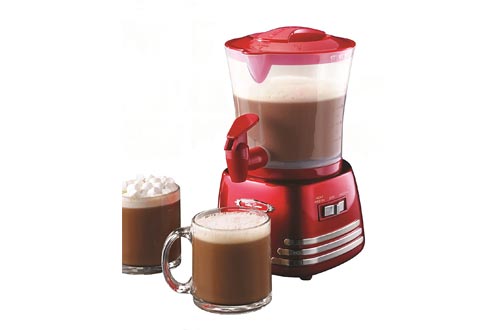 Nostalgia HCM700RETRORED Retro 32-Ounce Hot Chocolate, Milk Frother, Cappuccino,Latte Maker and Dispenser