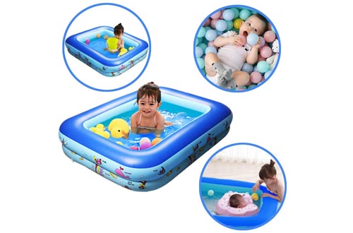 GreenItem Inflatable Baby Swimming Pool Family Swimming Center Rectangular Durable Friendly PVC Portable Outdoor Indoor Children Basin Bathtub Kids Pool Water Play Ball Pool Pit
