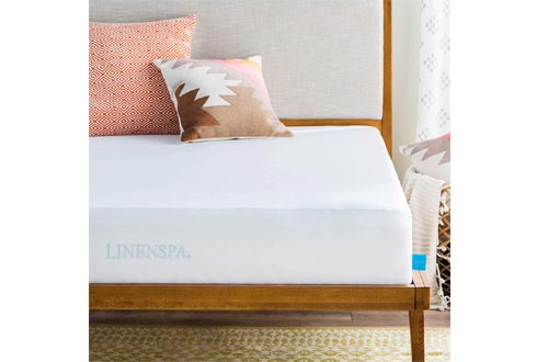 LINENSPA Premium Smooth Fabric Mattress Protector-100% Waterproof-Hypoallergenic- Vinyl Free Protector