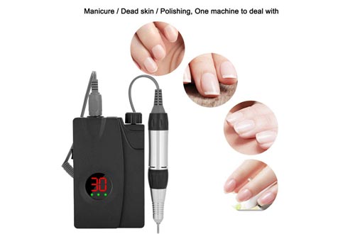 Electric Nail Drill Machine Set, Waist Hanging Style 30000rmp MAX Nail Polisher Manicure Tools with LCD Display Shows Speed for Home and Professional Use