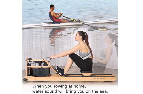 gorowingo Water Rower Rowing Machine,Wooden Indoor Row Machine with LCD Monitor for Home Full Body Exercise