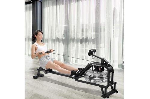 MaxKare Water Rowing Machine Water Rower with Water Resistance & Large LCD Monitor for Home Use
