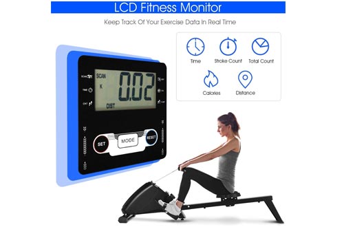 Nightcore Magnetic Rowing Machine, Folding Exercise Rower with10 Adjustable Resistance Levels & LCD Monitor & Large Pivoting Pedals, Full Body Exercise Equipment for Home Use