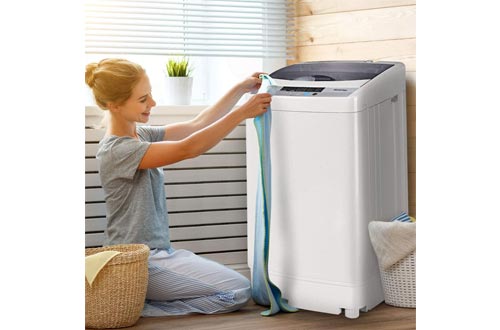 Giantex Full-Automatic Washing Machine Portable Compact 1.34 Cu.ft Laundry Washer Spin with Drain Pump