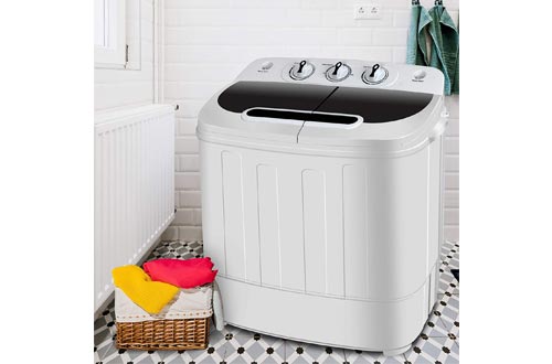 SUPER DEAL Portable Compact Mini Twin Tub Washing Machine w/Wash and Spin Cycle