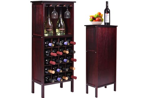 Bottle Holder Storage New Wood Wine Cabinet w/ Glass Rack Kitchen Home Bar