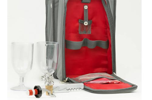 Wine Carrier Tote Bag - 7 Pcs Insulated Wine Bottle Holder or Wine Case Picnic Set