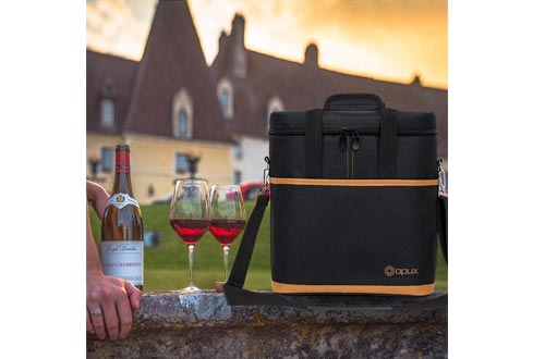 Premium Insulated 6 Bottle Wine Carrier Tote Bag | Wine Travel Bag with Shoulder Strap and Padded Protection