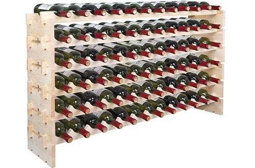 Smartxchoices Stackable Modular Wine Rack Floor Wine Storage Stand Wooden Wine Holder Display Shelves