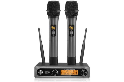 TONOR Wireless Microphone，Metal Dual Professional UHF Cordless Dynamic Mic Handheld Microphone System for Home Karaoke
