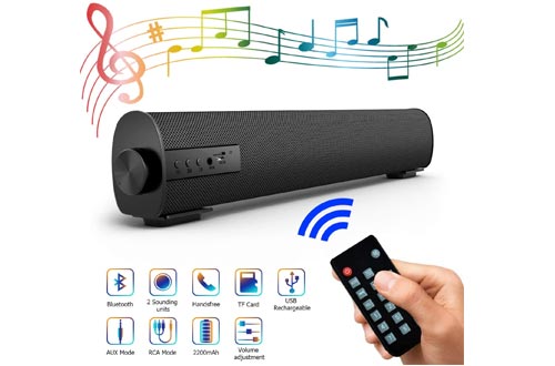 Portable Soundbar for TV/PC, Outdoor/Indoor Wired & Wireless Bluetooth Stereo Speaker with The Newest Remote Control