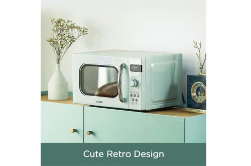 COMFEE' Retro Countertop Microwave Oven with Compact Size, Position-Memory Turntable, Sound On/Off Button, Child Safety Lock and ECO Mode