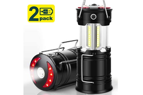 EZORKAS 2 Pack Camping Lanterns, Rechargeable Led Lanterns, Hurricane Lights with Flashlight and Magnet Base for Camping