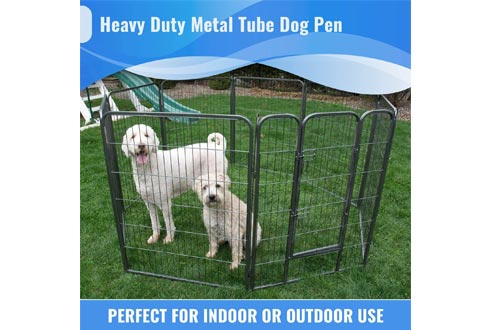 Iconic Pet Heavy Duty Metal Tube Pen Pet Dog Exercise and Training Playpen in Varying Sizes - Portable Exercise Puppy Cage with 8 Interlocking Metal Tube Panels, No Tools Required to Setup