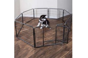 Wire Pen Dog Fence Playpen - Pet Dogs & Cats Outdoor Exercise Pens - Tube Gate w/Door - (8 Panel / 30 Square Feet Play Yard) Heavy Duty Portable Folding Metal Animal Cage Corral Tall Fences