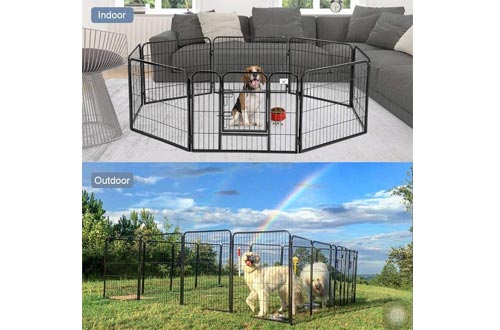 BestPet Pet Playpen 8 Panel Indoor Outdoor Folding Metal Protable Puppy Exercise Pen Dog Fence