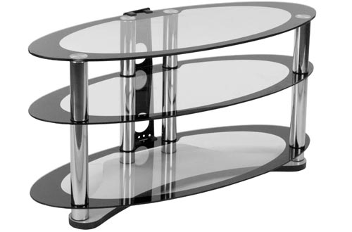 Flash Furniture Westchester Two-Tone Glass TV Stand with Shelves and Chrome Tubing