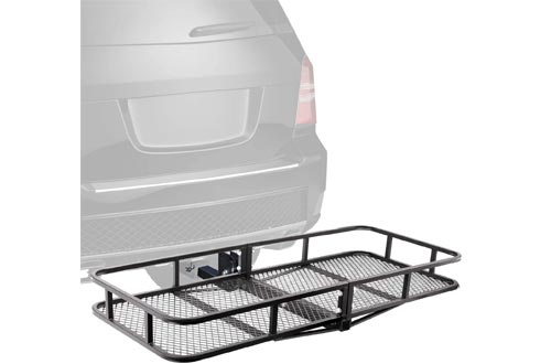 XCAR Folding Hitch Mount Luggage Cargo Basket Trailer Cargo Carrier 60" L x 24" W x 6" H Universal for Cars, Trucks, SUV's Hatchbacks with 2" Hitch Receiver