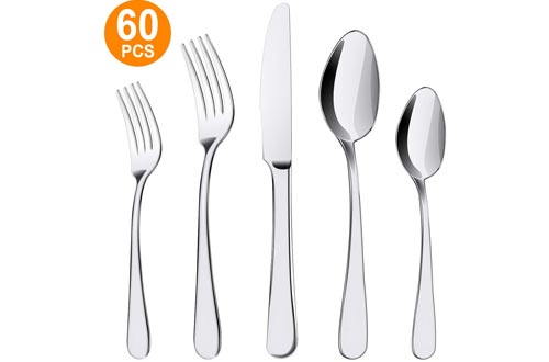 60-Piece Silverware Set, ENLOY Kitchen Stainless Steel Flatware Set, Utensil Set Cutlery Tableware for Restaurant and Home