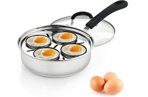 Cook N Home 4 Cup Stainless Steel Egg Poacher Pan