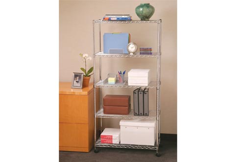 Seville Classics 5-Tier Steel Wire Shelving with Wheels