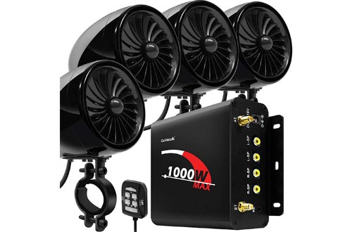 GoHawk TJ4-Q 1000W 4 Channel Amplifier 4" Full Range Waterproof Bluetooth Motorcycle Stereo Speakers
